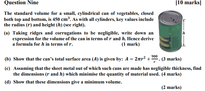 Solved [10 marks] Question Nine The standard volume for a | Chegg.com