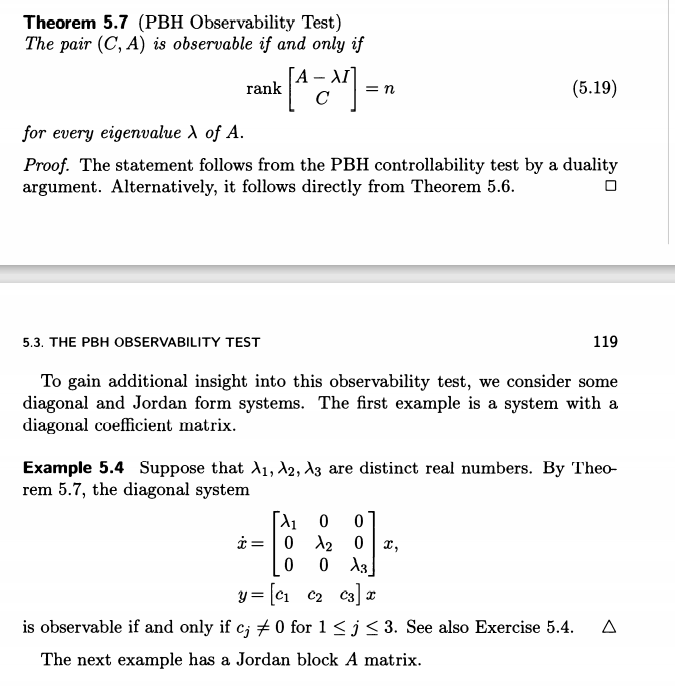 Solved Exercise 5.4 PBH Observability Test and Jordan Block | Chegg.com