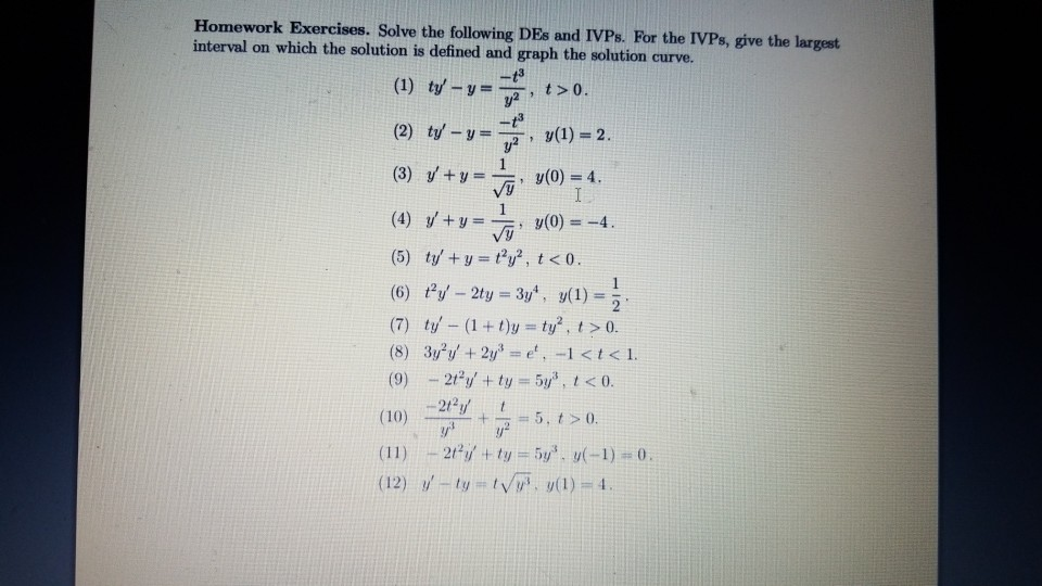 Solved Homework Exercises Solve The Following Des And Ivps Chegg Solved Homework Exercises Solve The Following Des And Ivps Chegg