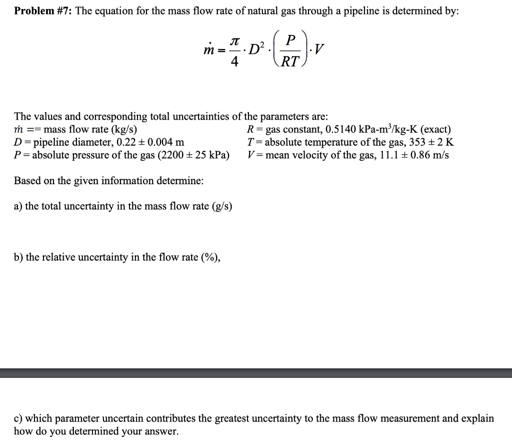 Solved Problem #7: The equation for the mass flow rate of | Chegg.com