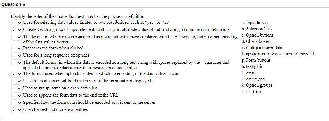 Solved Question 6 Identify the letter of the choice that | Chegg.com