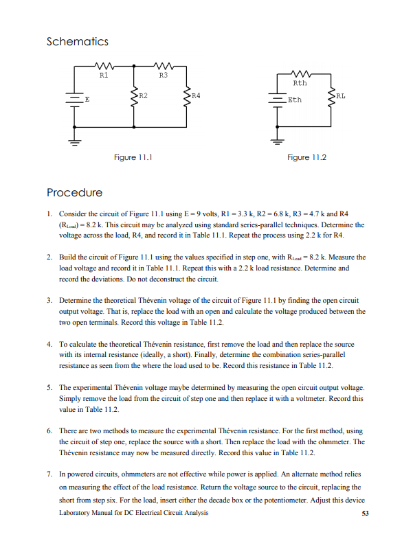 Solved Schematics R1 R3 Rth M R2 R4 RL E Eth Figure 11.1 | Chegg.com