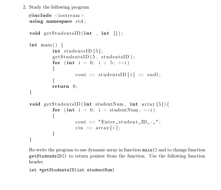 Solved 1. Write a complete C++ program that shows the | Chegg.com