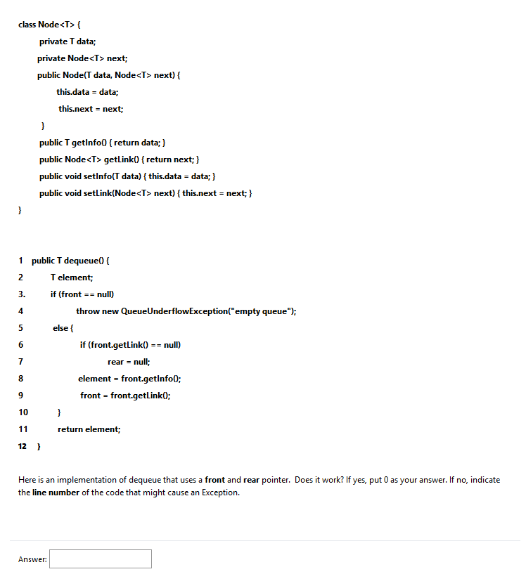 Solved class Node { private T data; | Chegg.com
