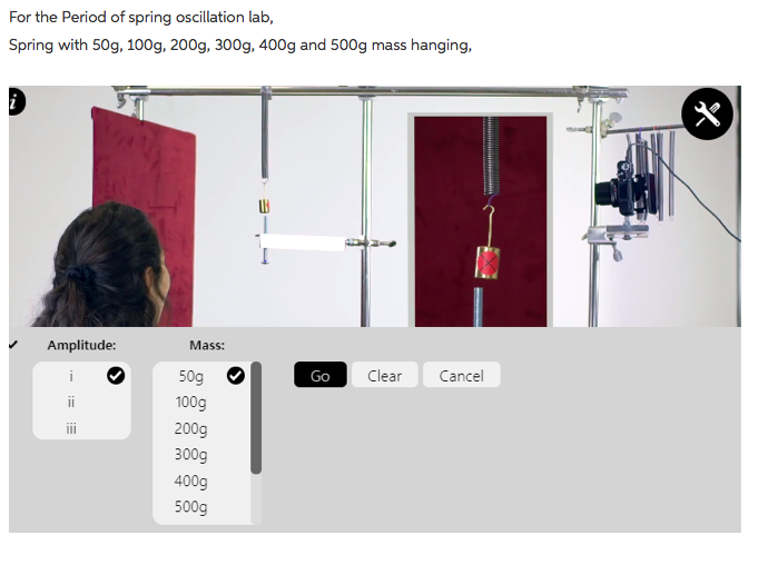 For the Period of spring oscillation lab, Spring with