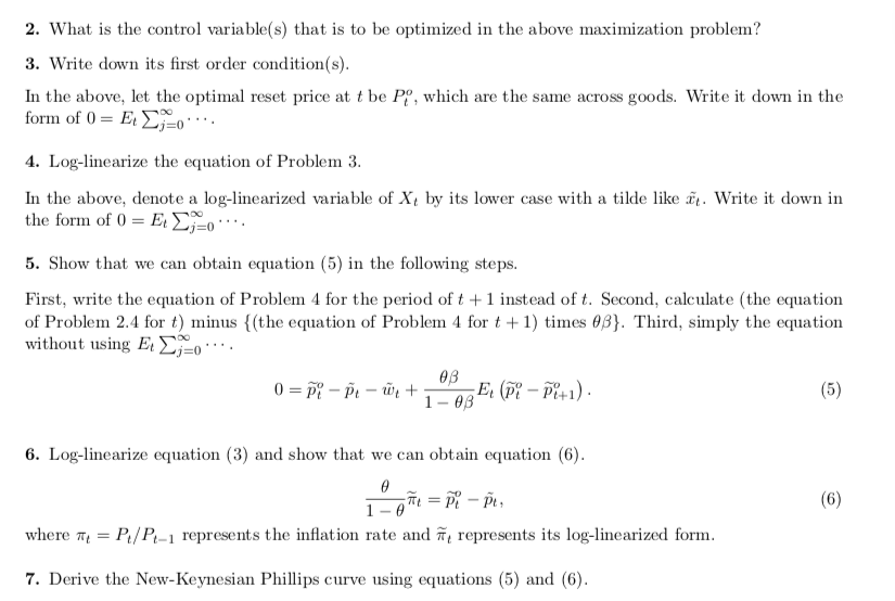 Solved Derive the standard New-Keynesian Phillips curve in | Chegg.com