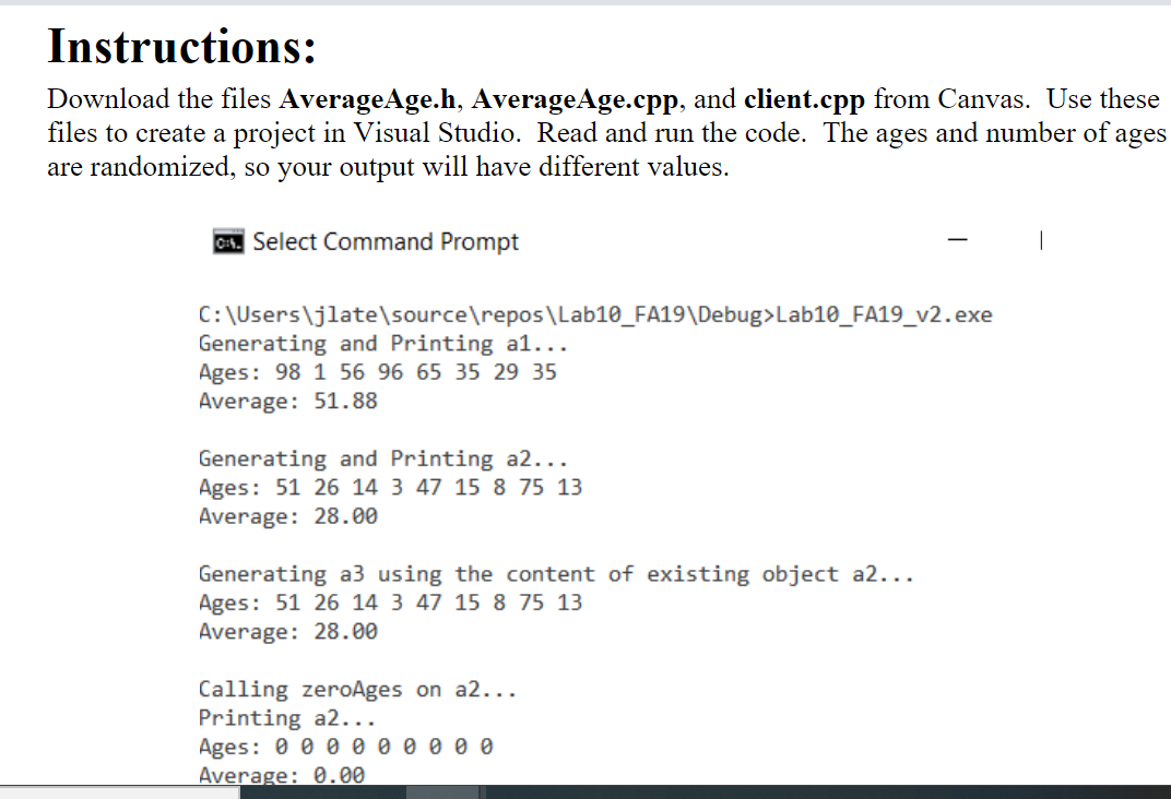 C++ Download the files AverageAge.h, AverageAge.cpp, | Chegg.com
