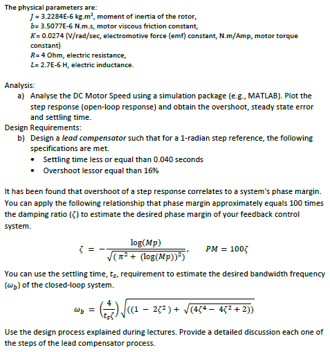 Solved Using a model of the DC motor from problem 3 to | Chegg.com