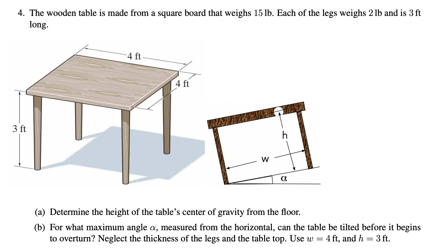 Solved 4. The wooden table is made from a square board that