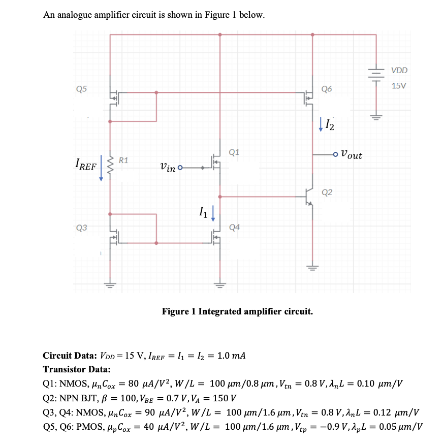 Solved An analogue amplifier circuit is shown in Figure 1 | Chegg.com