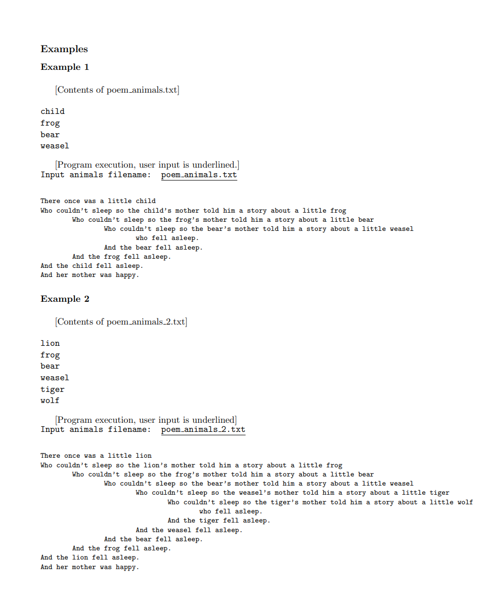 Solved Problem A: Recursive Poetry (50 pts) Below is a | Chegg.com