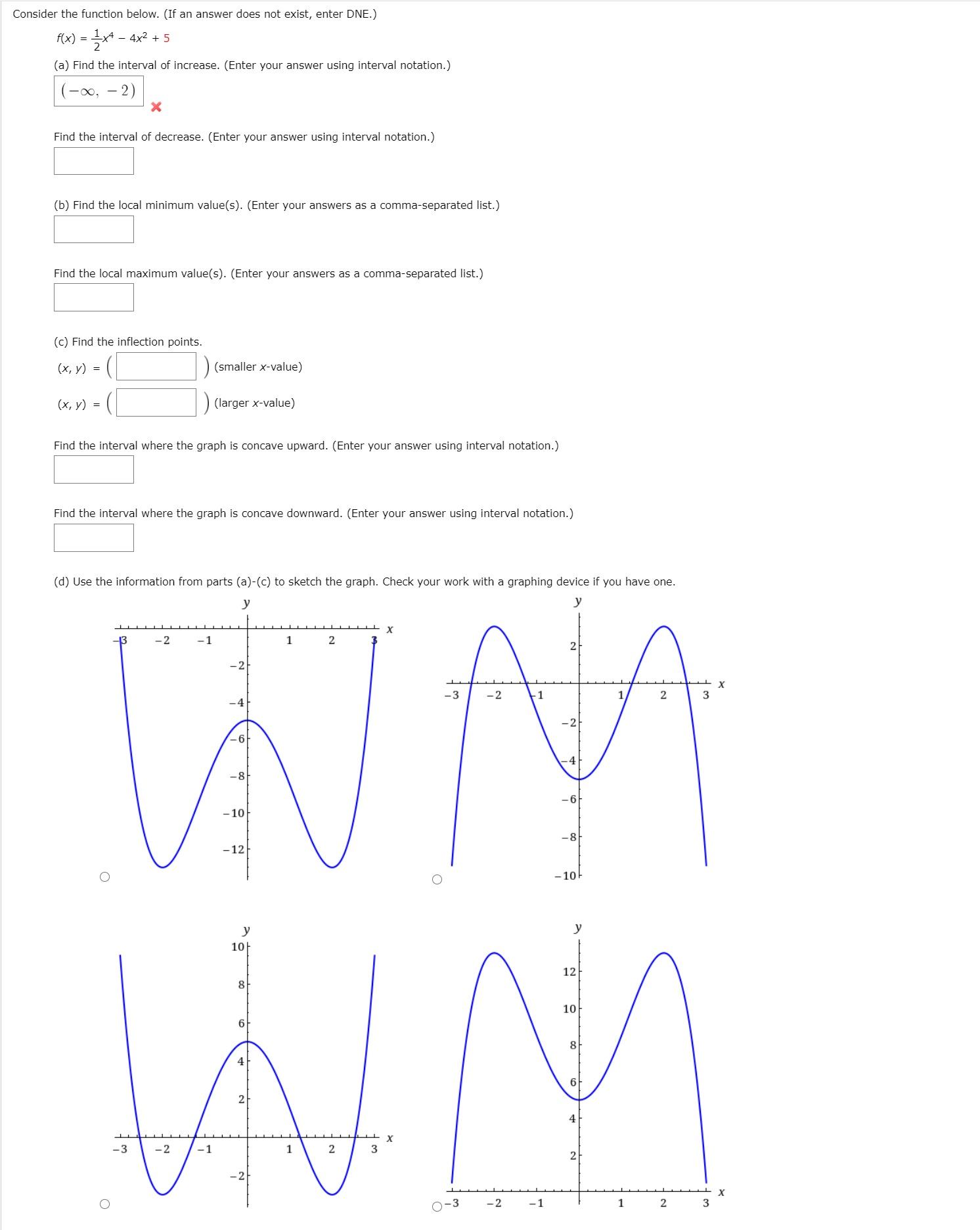 Solved Consider the function below. (If an answer does not | Chegg.com