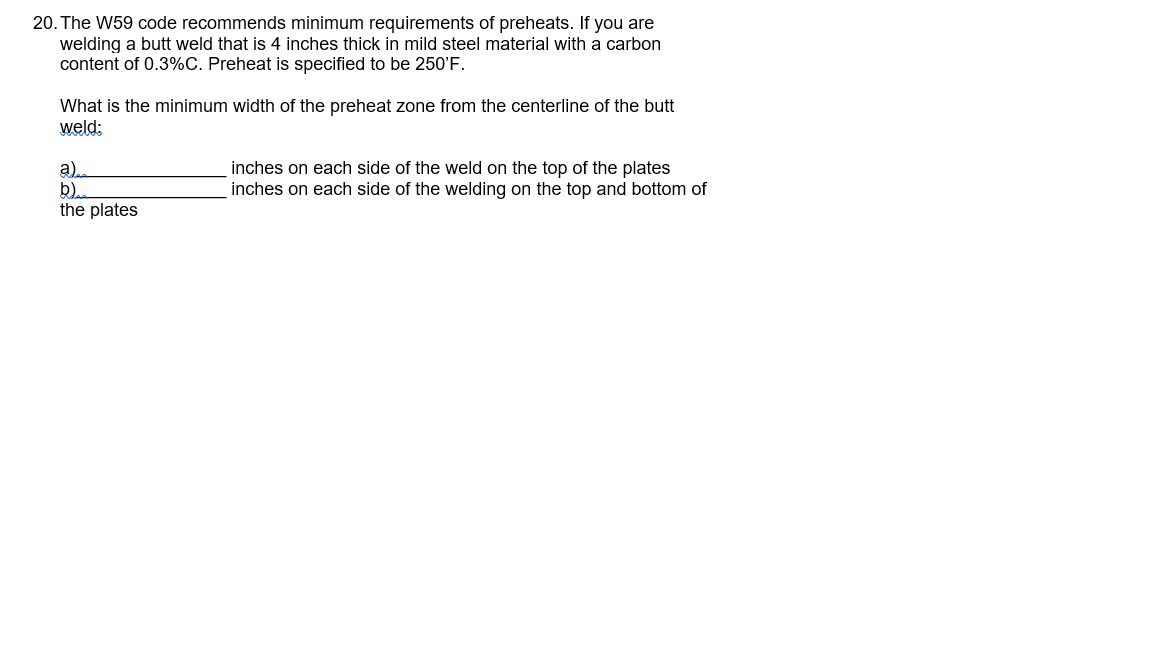 Solved 20. The W59 code recommends minimum requirements of | Chegg.com