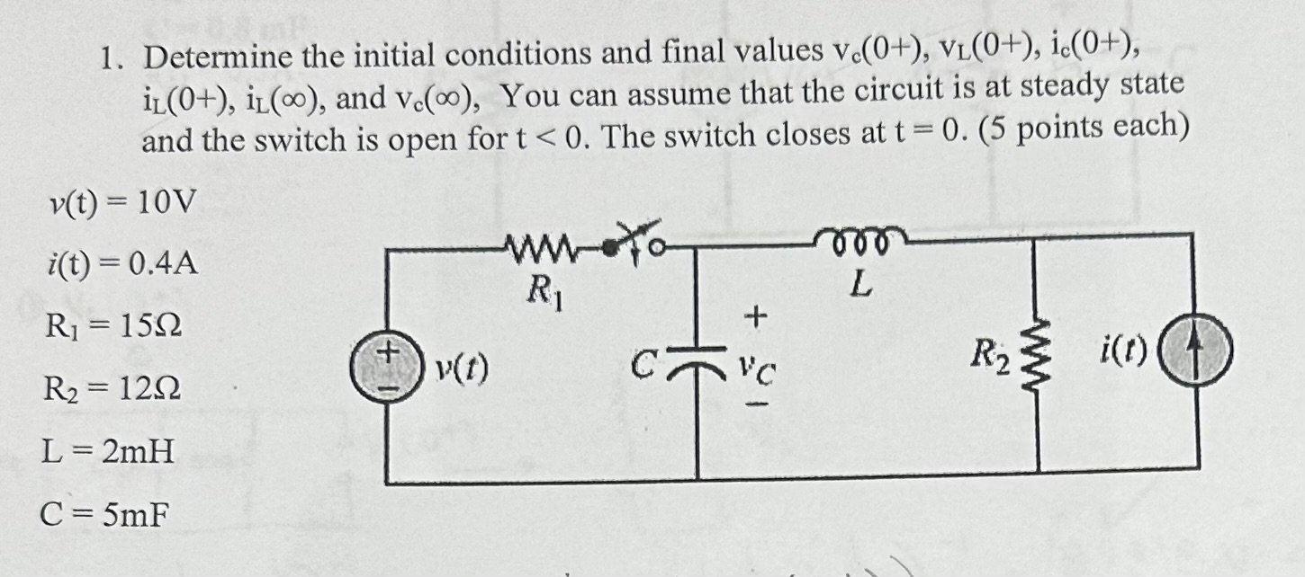 Solved Determine The Initial Conditions And Final Values | Chegg.com