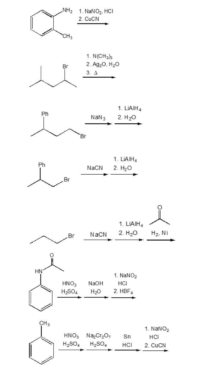 Solved -NH2 1. NaNO2, HCI 2. CuCN 1. N(CH3)3 2. Ag20, H20 | Chegg.com