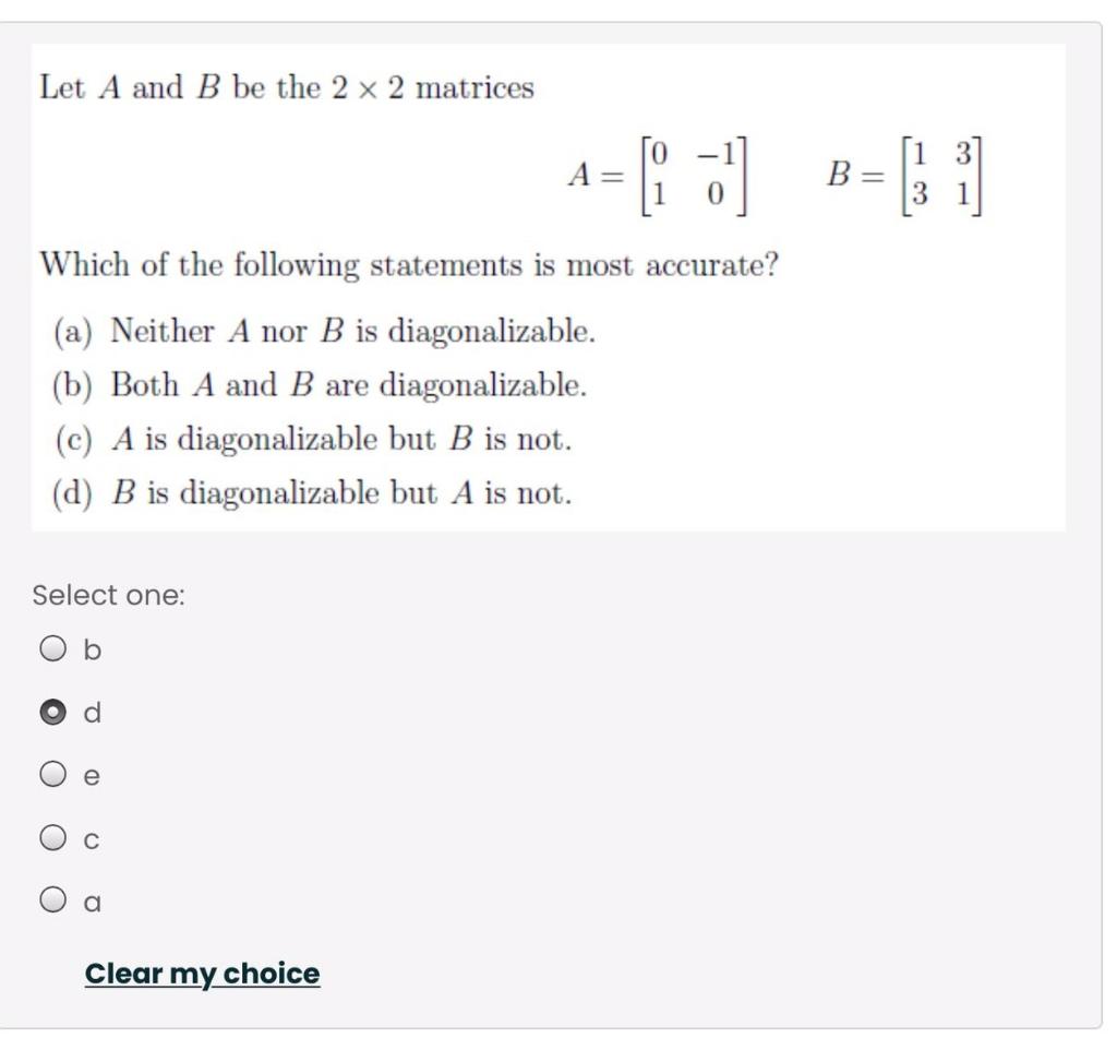 Solved Let A And B Be The 2 X 2 Matrices A= = [1 B= ſi 3 3 1 | Chegg.com