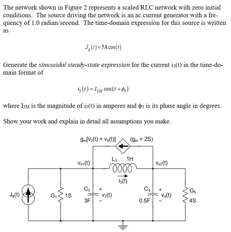 Solved The network shown in Figure 2 represents a scaled RLC | Chegg.com