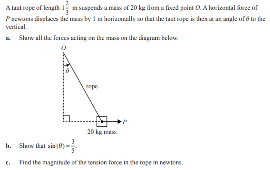 Taut Force Rope Solved A taut rope of length 123m suspends a mass of 20 kg | Chegg.com