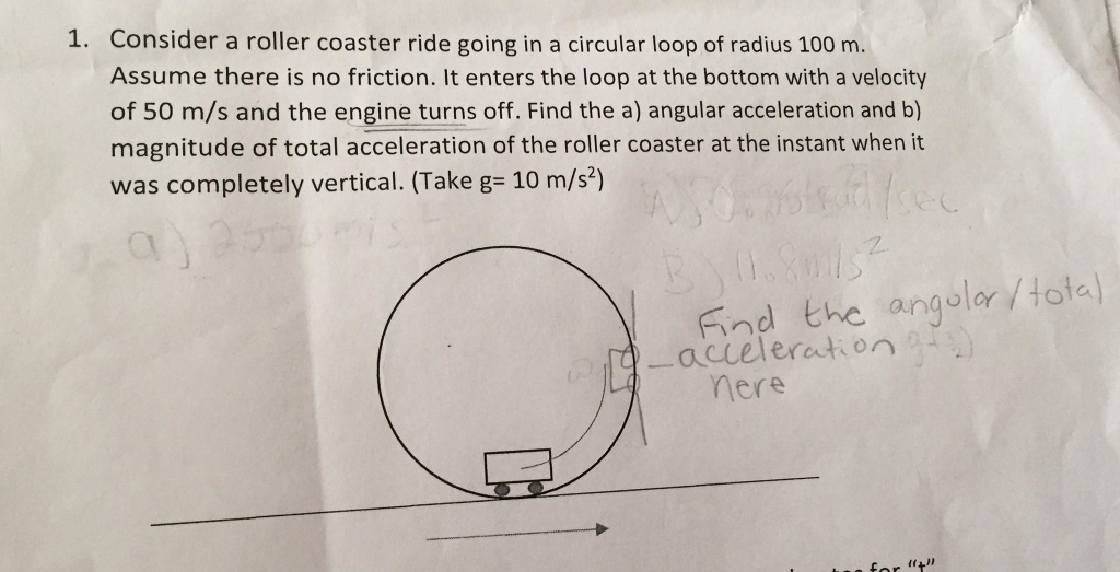 Solved 1. Consider a roller coaster ride going in a circular