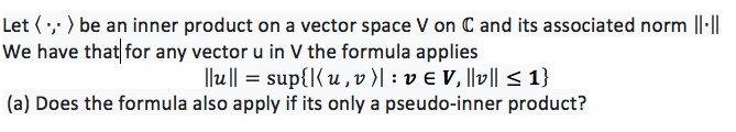 Solved Let (:,:) be an inner product on a vector space V on | Chegg.com