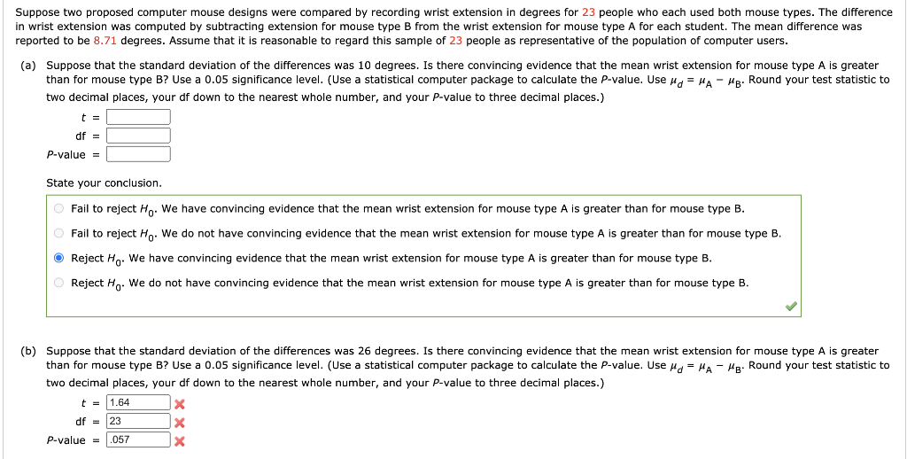 Solved Suppose two proposed computer mouse designs were | Chegg.com