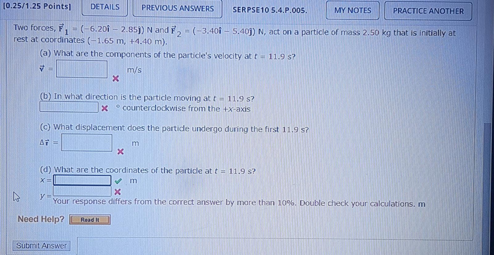 Solved 0 25 1 25 Points Details Previous Answers Serpse Chegg Com