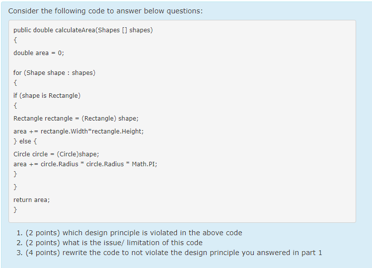 Consider the following code to answer below | Chegg.com