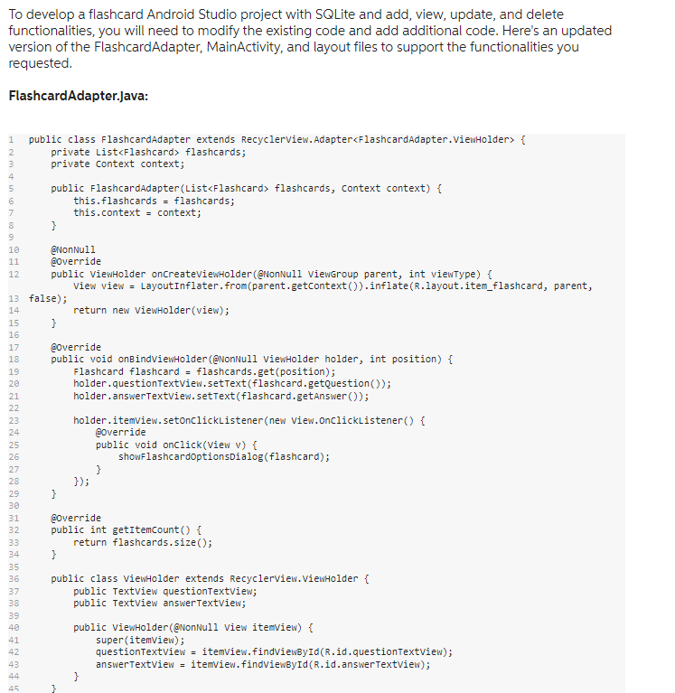 I am trying to create flashcard using android studio