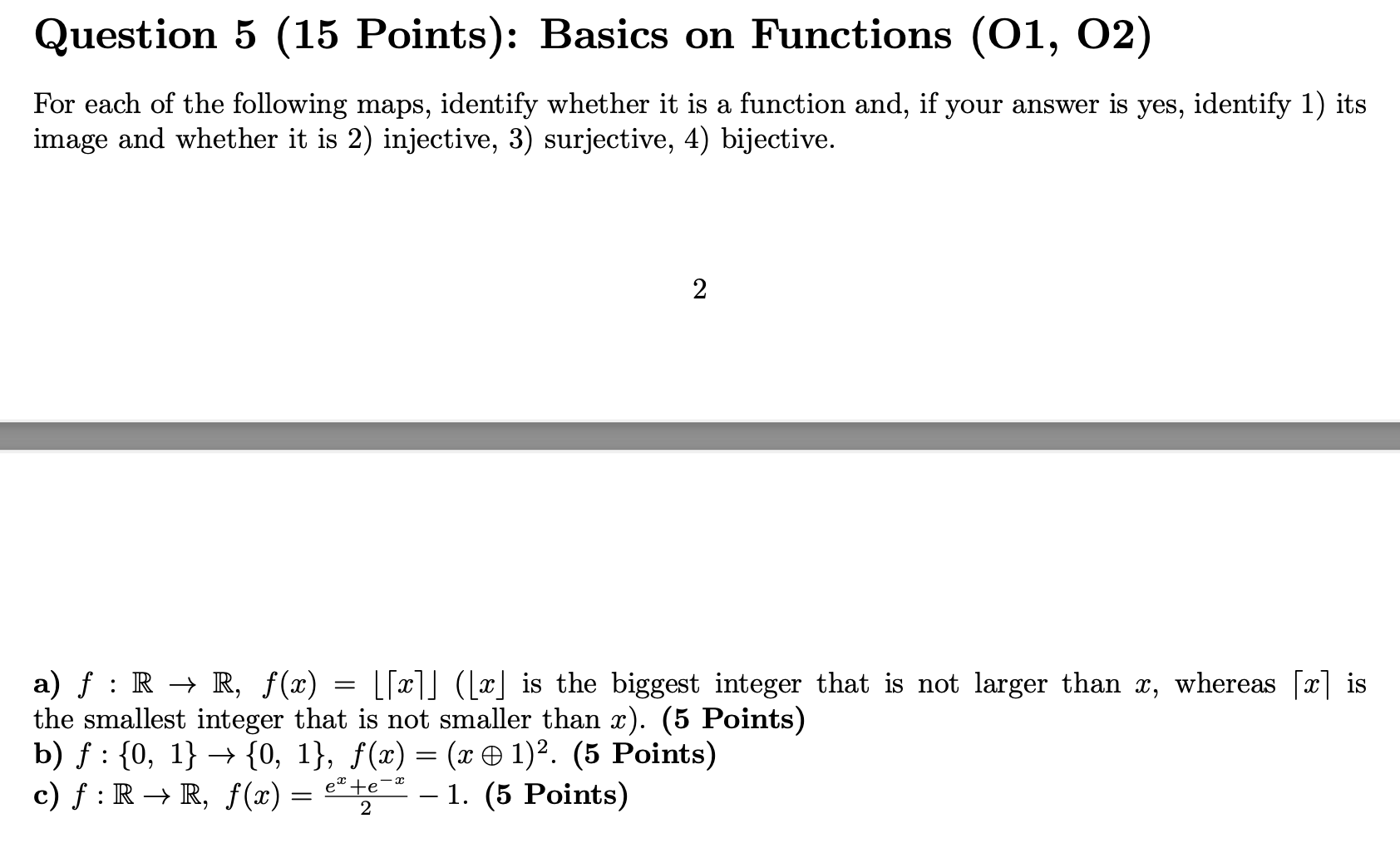 Solved Question 5 (15 Points): Basics on Functions (01, 02) | Chegg.com