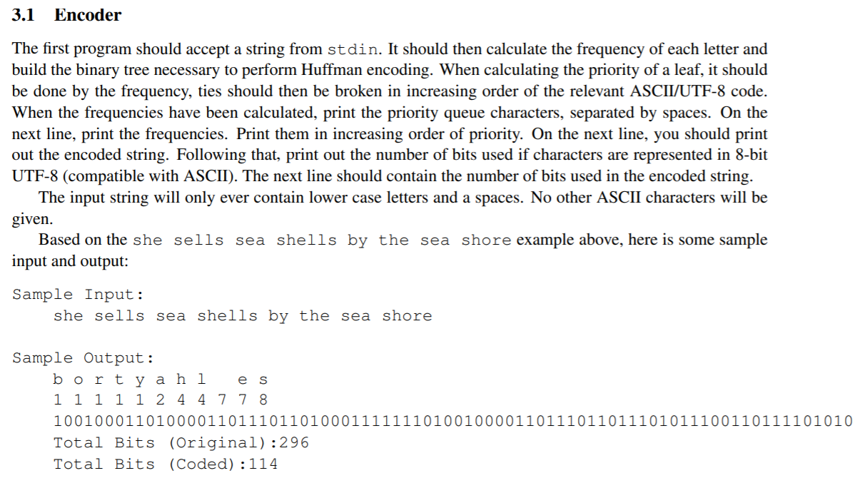 Solved 3.1 Encoder The first program should accept a string | Chegg.com