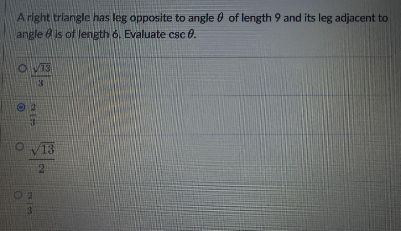 Solved A right triangle has leg opposite to angle of length | Chegg.com