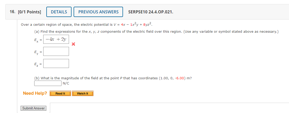 Solved [0/1 ﻿Points]SERPSE10 24.4.OP.021.Over a certain | Chegg.com