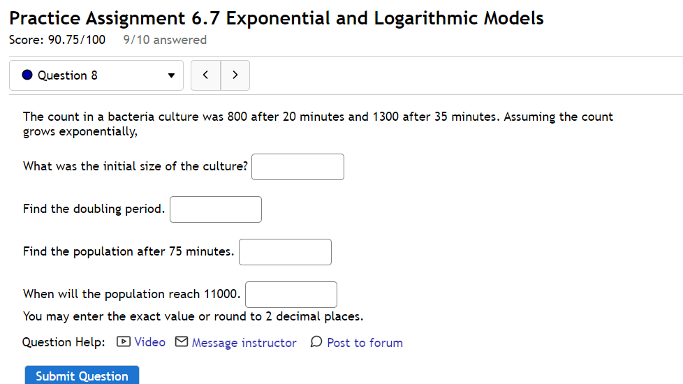 Solved Practice Assignment 6.7 Exponential and Logarithmic | Chegg.com
