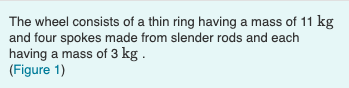 Solved The wheel consists of a thin ring having a mass of 11 | Chegg.com