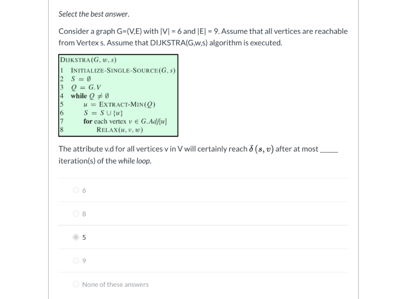 Check All That Apply Consider A Graph G V E Wit Chegg Com