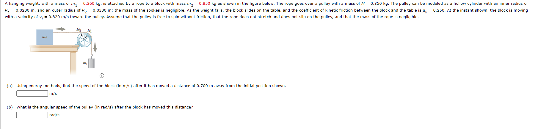 Solved (a) Using energy methods, find the speed of the block | Chegg.com