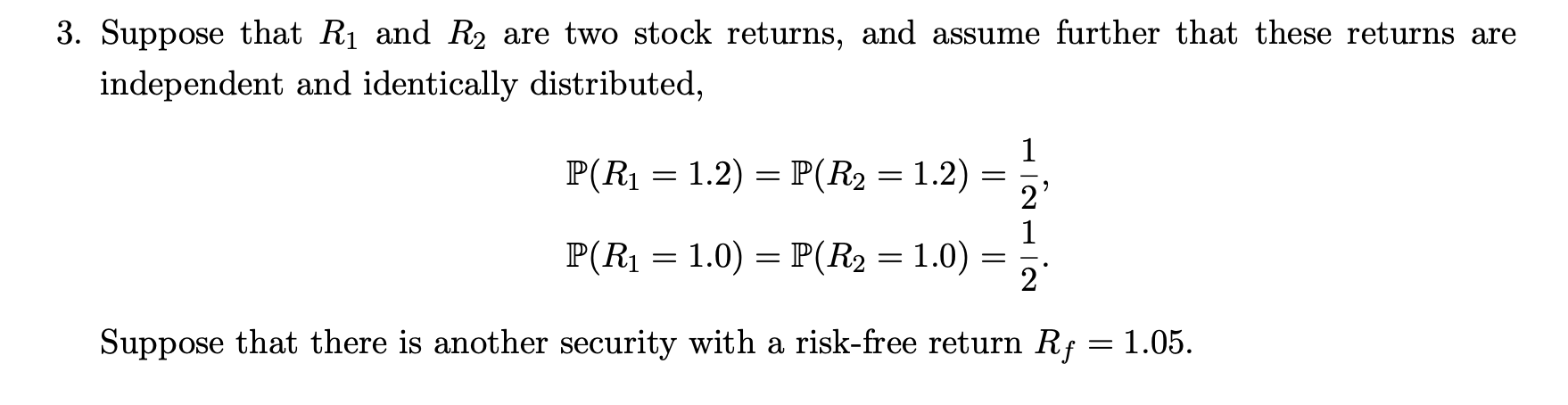 Solved 3. Suppose that R1 and R2 are two stock returns, and | Chegg.com