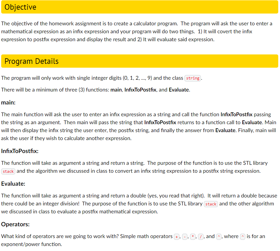 Solved Stacks and the STL library C++ (Program must be in | Chegg.com