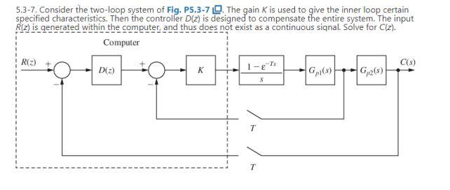 Solved 5.3-7. Consider the two-loop system of Fig. P5.3-7. | Chegg.com