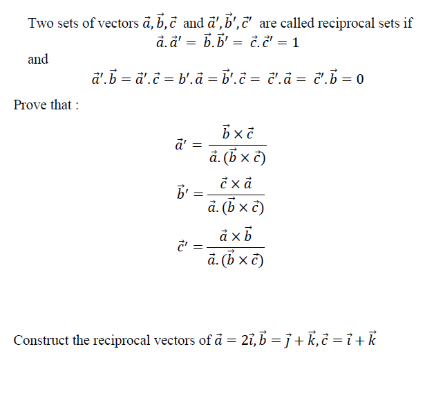 Solved Two Sets Of Vectors A B C And A C Are Calle Chegg Com