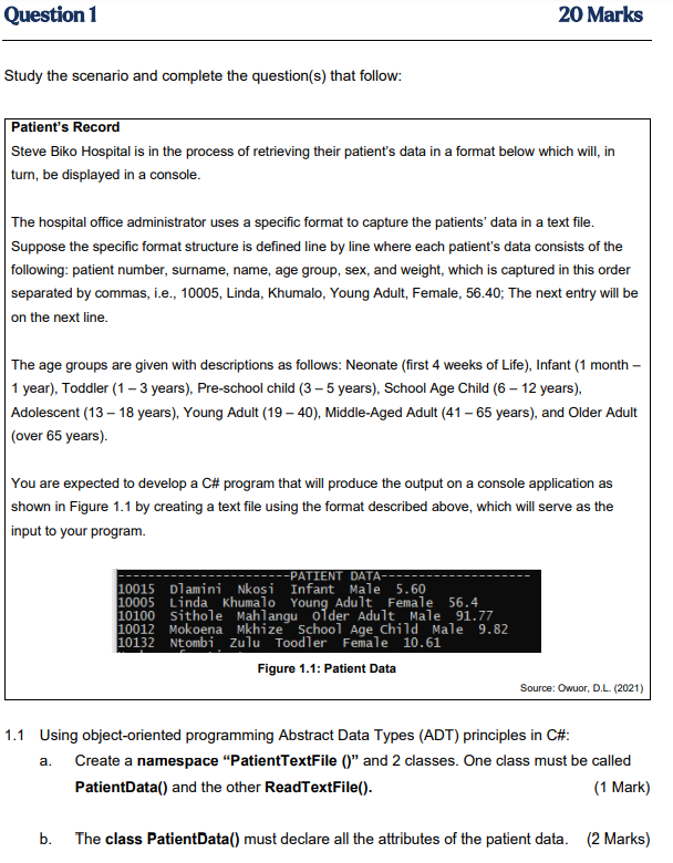 Solved Question 1 20 Marks Study the scenario and complete | Chegg.com
