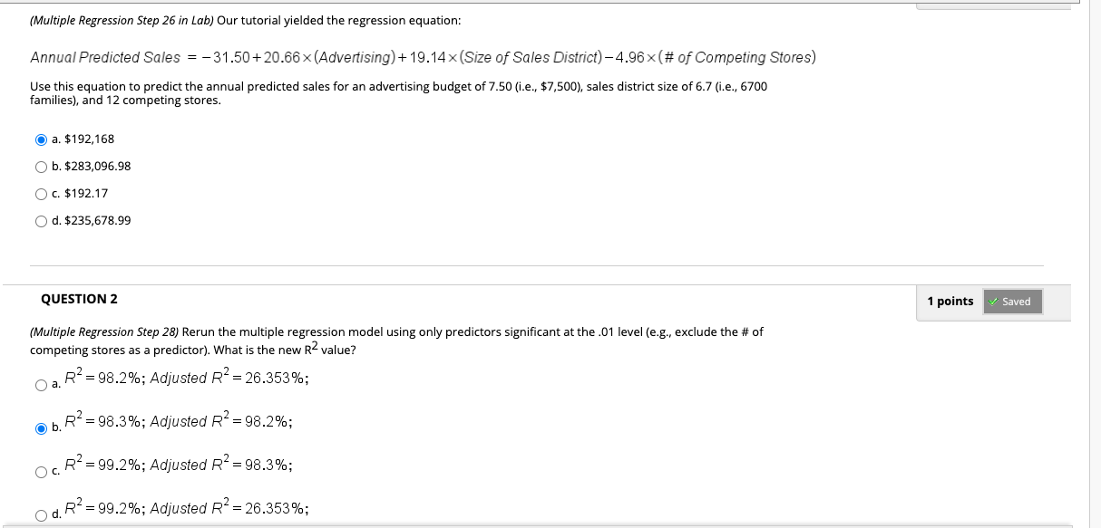 Solved step 28 Rerun the multiple regression model using | Chegg.com
