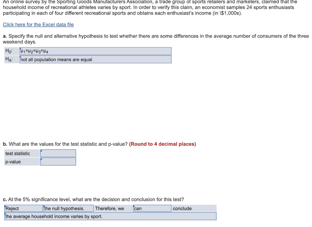 Solved An online survey by the Sporting Goods Manufacturers