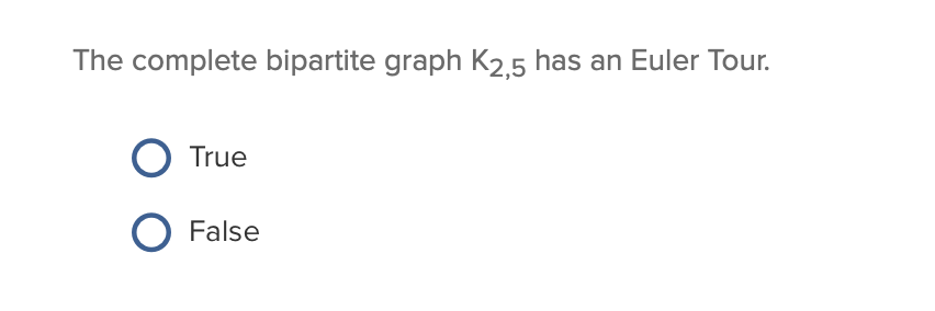 Solved The complete bipartite graph K2,5 has an Euler Tour. | Chegg.com