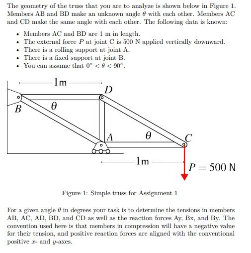Solved The geometry of the truss that you are to analyze is | Chegg.com