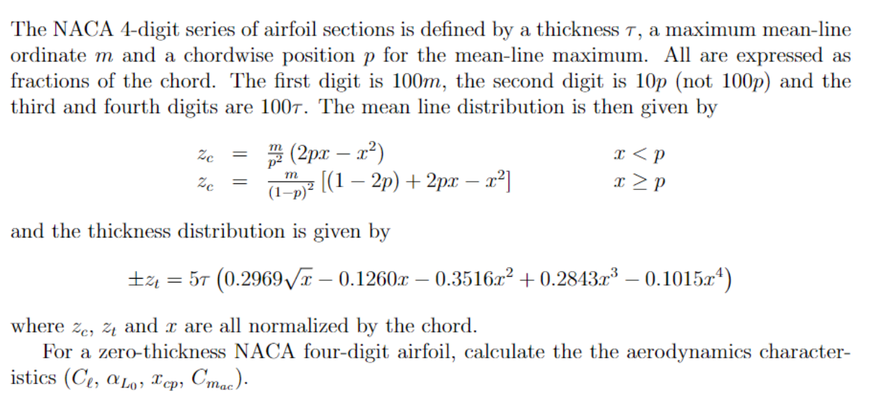 The NACA 4-digit series of airfoil sections is | Chegg.com