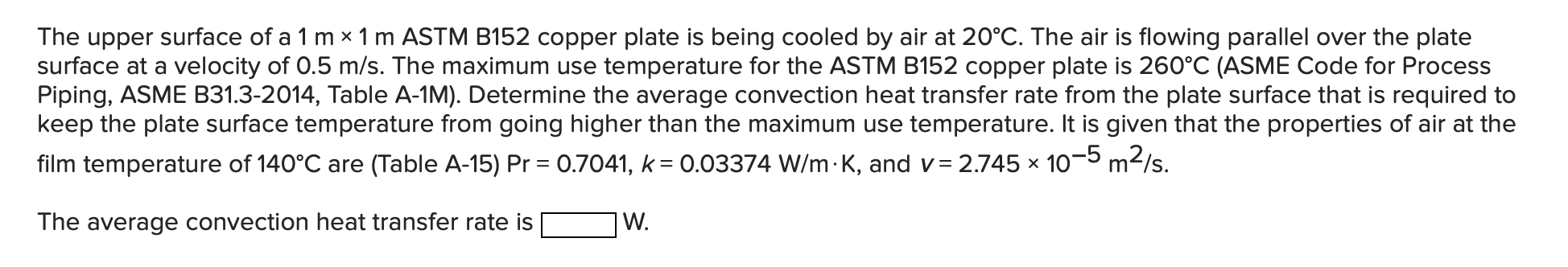 Solved The Upper Surface Of A 1 Mx 1 M ASTM B152 Copper | Chegg.com