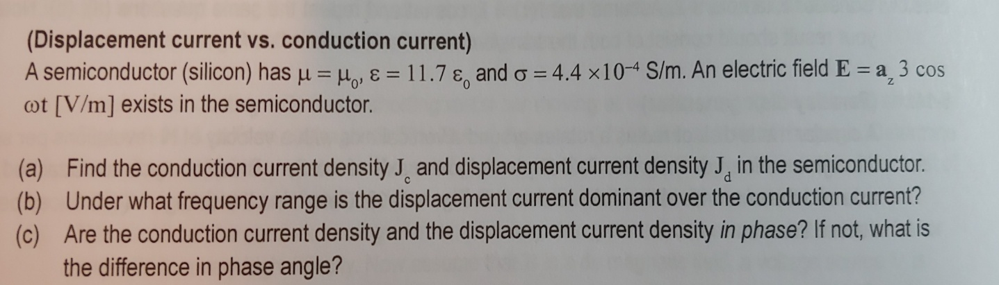 Solved Displacement Current Vs Conduction Current A Chegg Com