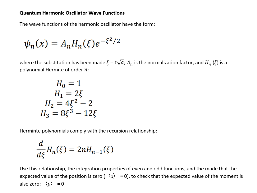 Solved Quantum Harmonic Oscillator Wave Functions The wave