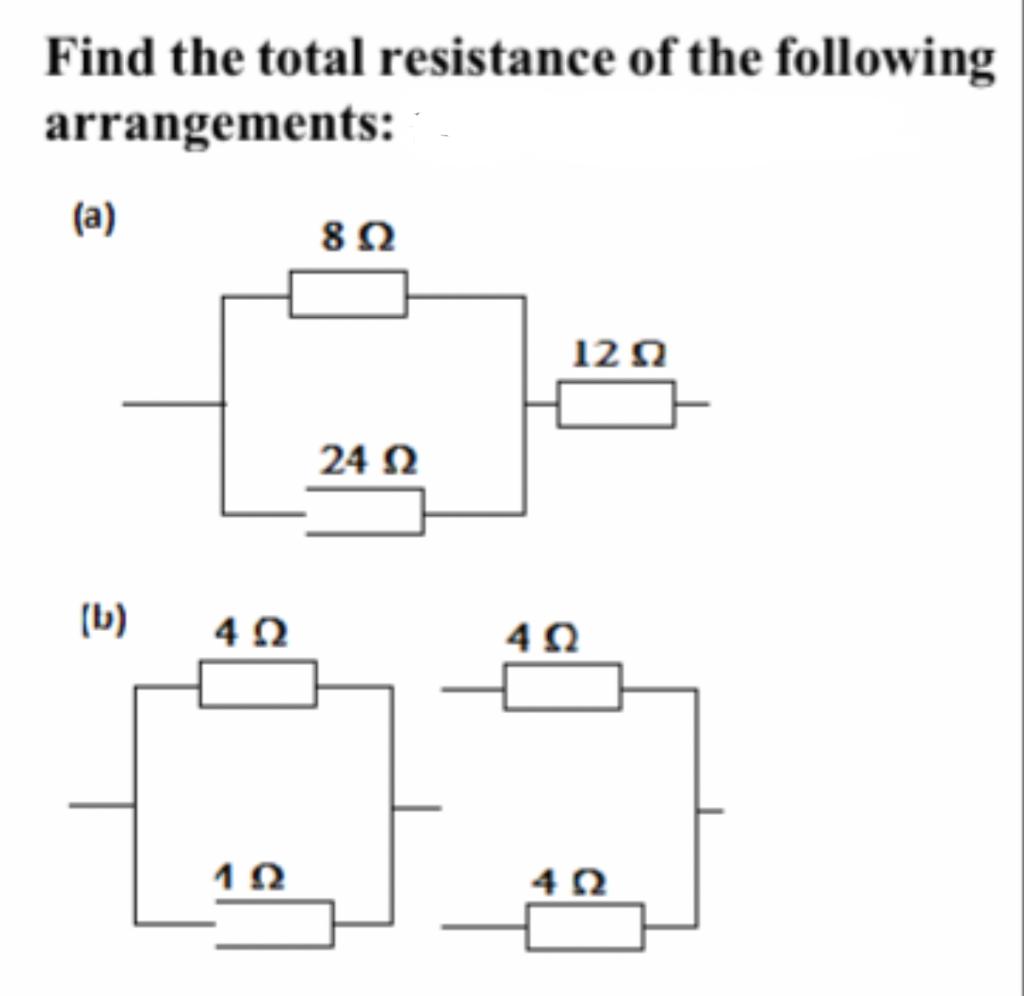 Solved Find The Total Resistance Of The Following | Chegg.com